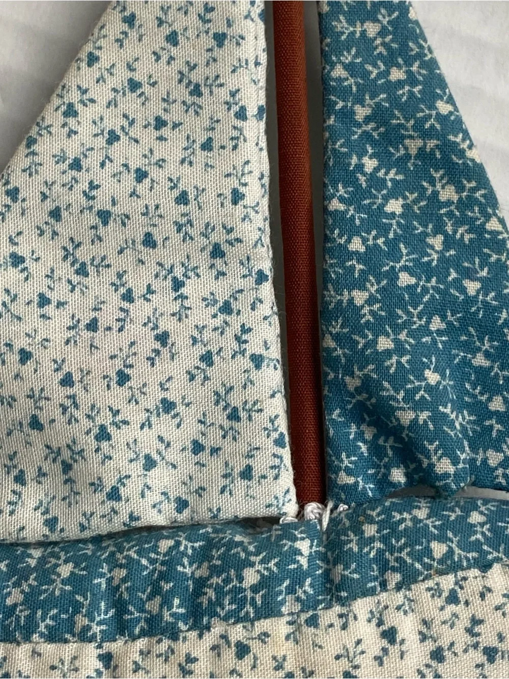 Vintage Sailboat Xmas Ornament Handmade Chintz Fabric Blue Sail Boat Beach Ocean